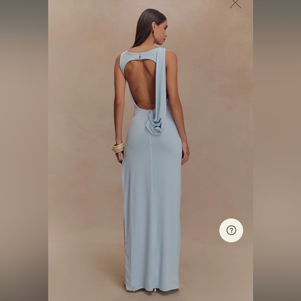 Meshki Light Blue Backless Maxi Dress